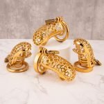 24k Gold Plated Snake Chastity Device Metal Cock Cage - Image 2