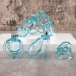 See-Through lce Blue Lightweight Chastity Cage Flat Ring - Image 2