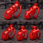 Flaming Red Ghost Chastity Cage Curved Ring