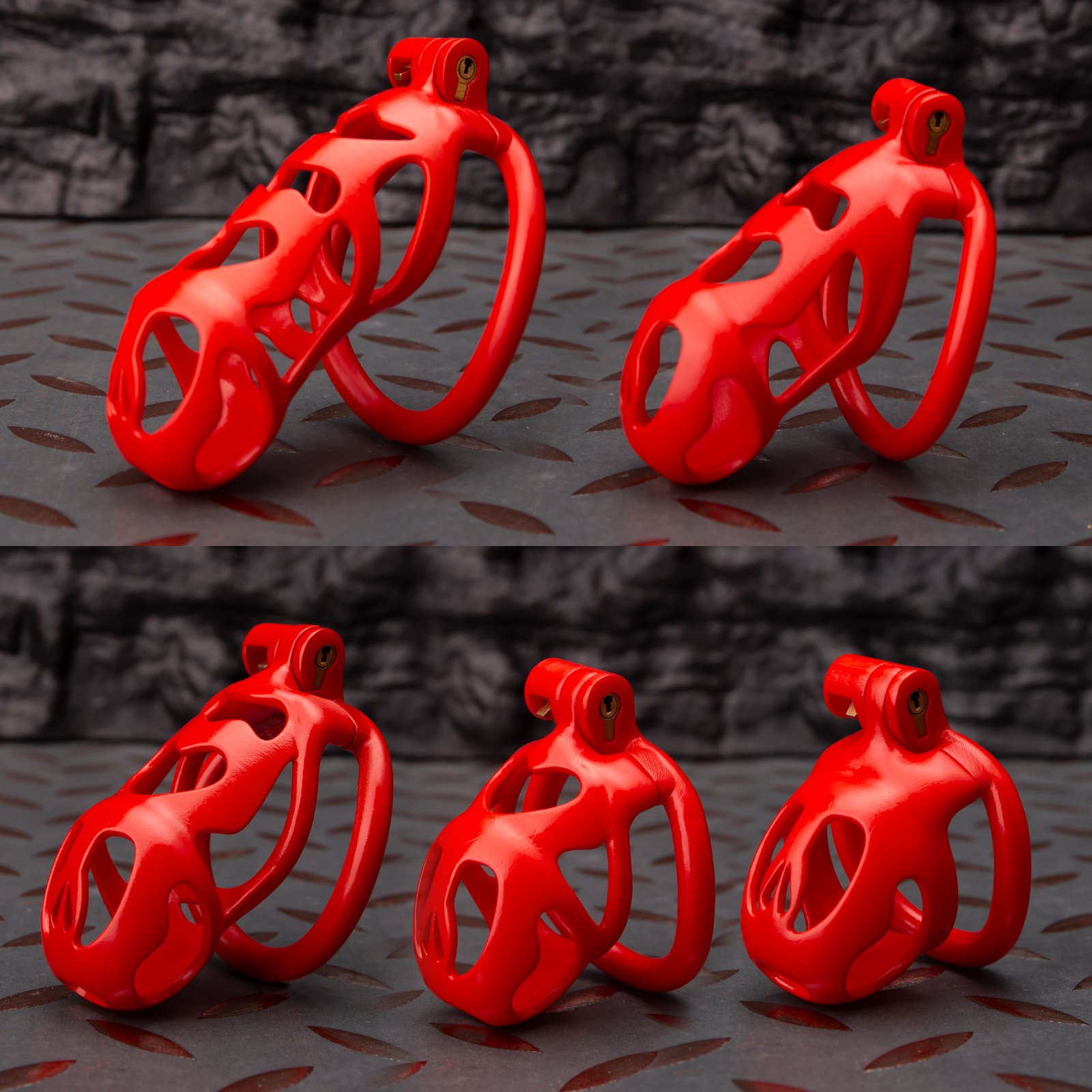 1 Flaming Red Ghost Chastity Cage Curved Ring - Image 1