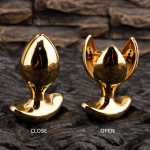 Gold Plated Heavy Anus Ass lock Expander Stainless Steel Anal Dilator Solid Lotus Open And Closing Anal Lock