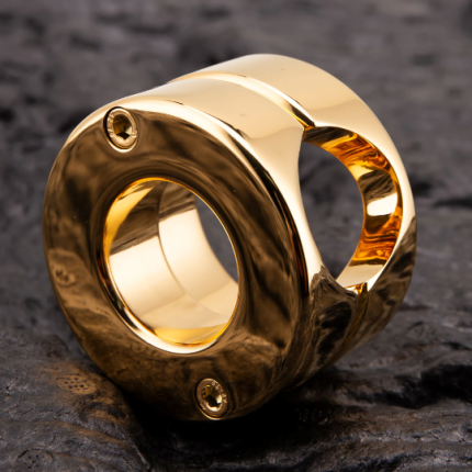 24K Gold Plated Stainless Steel Heavyweight Ball Stretcher Male Scrotum Pendant Weight Penis Restraint Locks Cock Ring