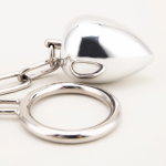 Chain Stainless Steel Penis Ring, Anal Plug Cock Ring Chastity Device Removable Butt Plug