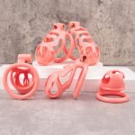 Pink Cock Cage Set Premium Car Paint 3D Printed Lightweight Chastity Cage Flat Ring Penis Cage - Image 2