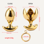 Gold Plated Heavy Anus Ass lock Expander Stainless Steel Anal Dilator Solid Lotus Open And Closing Anal Lock - Image 5