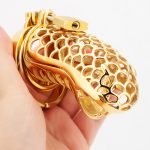 24k Gold Plated Snake Chastity Device Metal Cock Cage - Image 11
