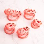 Pink Premium Car Paint 3D Printed Lightweight Chastity Cage Curved Ring Penis Cage Set - Image 3