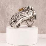 Stainless Steel Hollow Sliver Snake Chastity Device Metal Cock Cage - Image 4