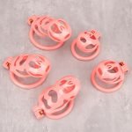 Pink Cock Cage Set Premium Car Paint 3D Printed Lightweight Chastity Cage Flat Ring Penis Cage - Image 3