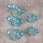 See-Through lce Blue Lightweight Chastity Cage Flat Ring - Image 4