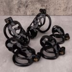 Black Cock Cage Premium Car Paint 3D Printed Lightweight Chastity Cage Flat Ring Penis Cage Set - Image 5