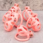 Pink Cock Cage Set Premium Car Paint 3D Printed Lightweight Chastity Cage Flat Ring Penis Cage - Image 5
