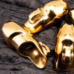 24K Gold plated Cock Cage HTV4 Stainless Steel Male Sissy Chastity Device Lockable Metal Penis Ring Chastity Cage - Image 4
