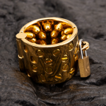 24K Gold Plated Kali's 4 Rows Removable Rounded Teeth  Ball Stretcher Testicles Metal Cock Ring Stretching CBT