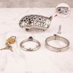 Stainless Steel Hollow Sliver Snake Chastity Device Metal Cock Cage - Image 10
