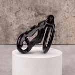 Black Cock Cage Premium Car Paint 3D Printed Lightweight Chastity Cage Flat Ring Penis Cage Set - Image 7