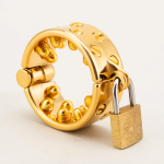 24K Gold Plated Kali's 2 Rows Removable Rounded Teeth  Ball Stretcher Testicles Metal Cock Ring Stretching CBT - Image 6