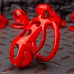 Flaming Red Ghost Chastity Cage Flat Ring - Image 6