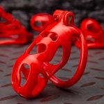 Flaming Red Ghost Chastity Cage Curved Ring - Image 5