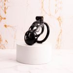 Black Premium Car Paint 3D Printed Lightweight Chastity Cage Curved Ring Penis Cage Set - Image 7