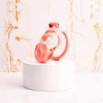 Pink Premium Car Paint 3D Printed Lightweight Chastity Cage Curved Ring Penis Cage Set - Image 7