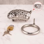 Stainless Steel Hollow Sliver Snake Chastity Device Metal Cock Cage - Image 7