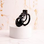 Black Premium Car Paint 3D Printed Lightweight Chastity Cage Curved Ring Penis Cage Set - Image 8