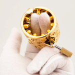 24K Gold Plated Kali's 4 Rows Removable Rounded Teeth  Ball Stretcher Testicles Metal Cock Ring Stretching CBT - Image 5