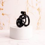 Black Premium Car Paint 3D Printed Lightweight Chastity Cage Curved Ring Penis Cage Set - Image 9