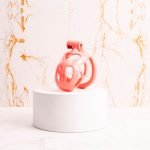 Pink Premium Car Paint 3D Printed Lightweight Chastity Cage Curved Ring Penis Cage Set - Image 9