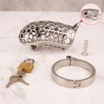 Stainless Steel Hollow Sliver Snake Chastity Device Metal Cock Cage - Image 9
