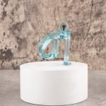 See-Through lce Blue Lightweight Chastity Cage Flat Ring - Image 10
