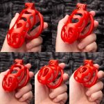 Flaming Red Ghost Chastity Cage Curved Ring - Image 6