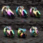 HTV4 Rainbow Stainless Steel Metal Chastity Cage