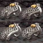 Stainless Steel Hollow Sliver Snake Chastity Device Metal Cock Cage