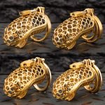 24k Gold Plated Snake Chastity Device Metal Cock Cage
