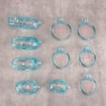 See-Through lce Blue Lightweight Chastity Cage Flat Ring - Image 11