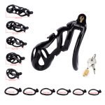 Black Premium Car Paint 3D Printed Lightweight Chastity Cage Curved Ring Penis Cage Set - Image 11