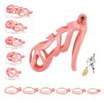 Pink Premium Car Paint 3D Printed Lightweight Chastity Cage Curved Ring Penis Cage Set - Image 11