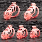 Pink Cock Cage Set Premium Car Paint 3D Printed Lightweight Chastity Cage Flat Ring Penis Cage
