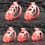 Pink Premium Car Paint 3D Printed Lightweight Chastity Cage Curved Ring Penis Cage Set