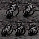 Black Premium Car Paint 3D Printed Lightweight Chastity Cage Curved Ring Penis Cage Set