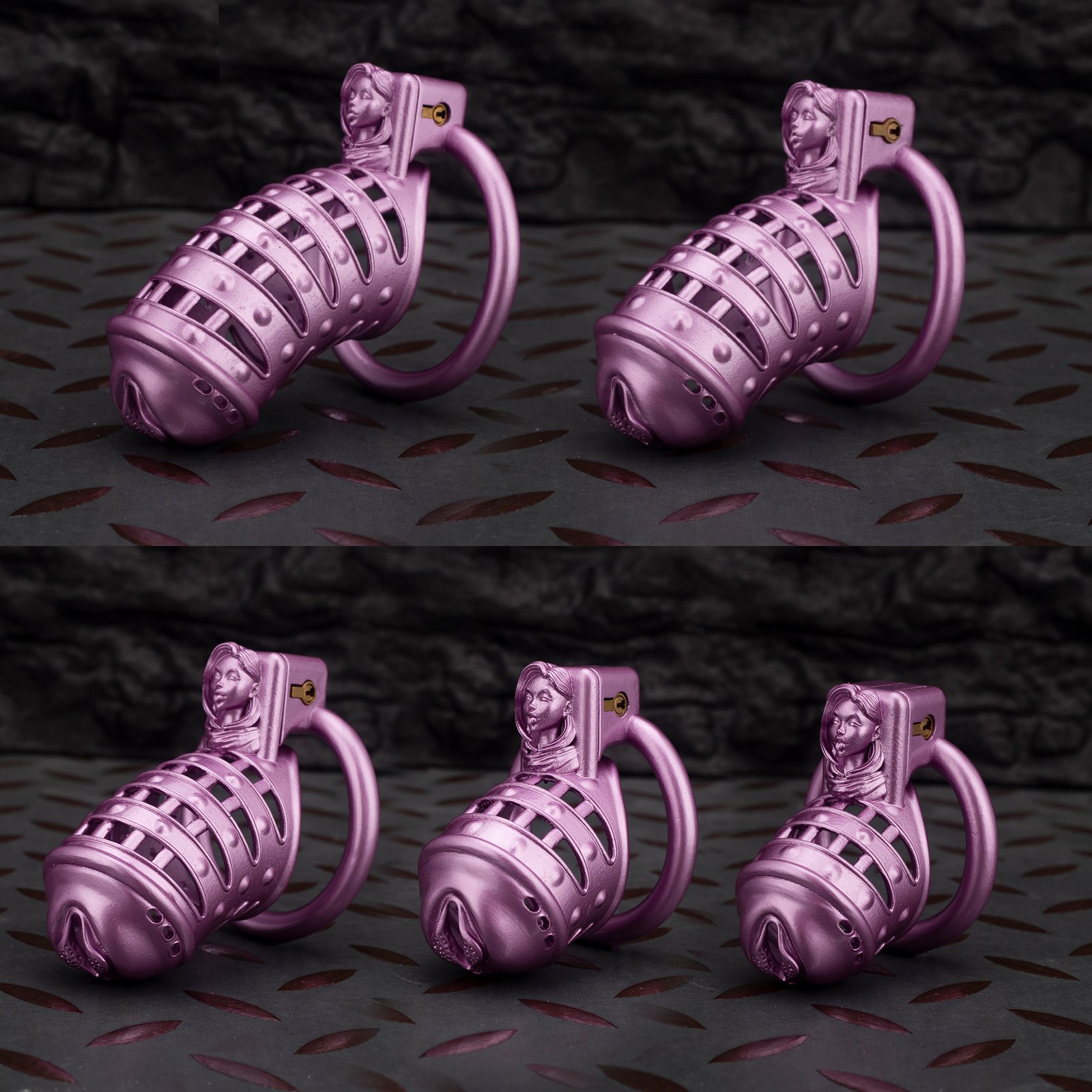 1 Mistress's Punishment Purple Spiked Chastity Cage Flat Ring - Image 1