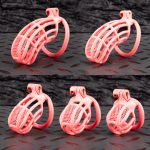 Honeycomb Hollow Lightweight Chastity Cage Pink Sissy Cock Cage Curved Ring