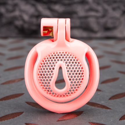 Pink Micro Cock Cage Honeycomb Pussy Small Chastity Cage Flat Ring
