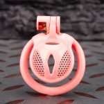 Pink Micro Cock Cage Honeycomb Vagina Small Chastity Cage Curved Ring
