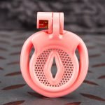 Pink Inverted Micro Cock Cage Honeycomb Pussy Small Chastity Cage Flat Ring