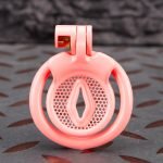 Pink Inverted Micro Cock Cage Honeycomb Pussy Small Chastity Cage Curved Ring