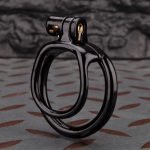 Open Black Lightweight Chastity Cage Training Device Flat Ring - Image 4