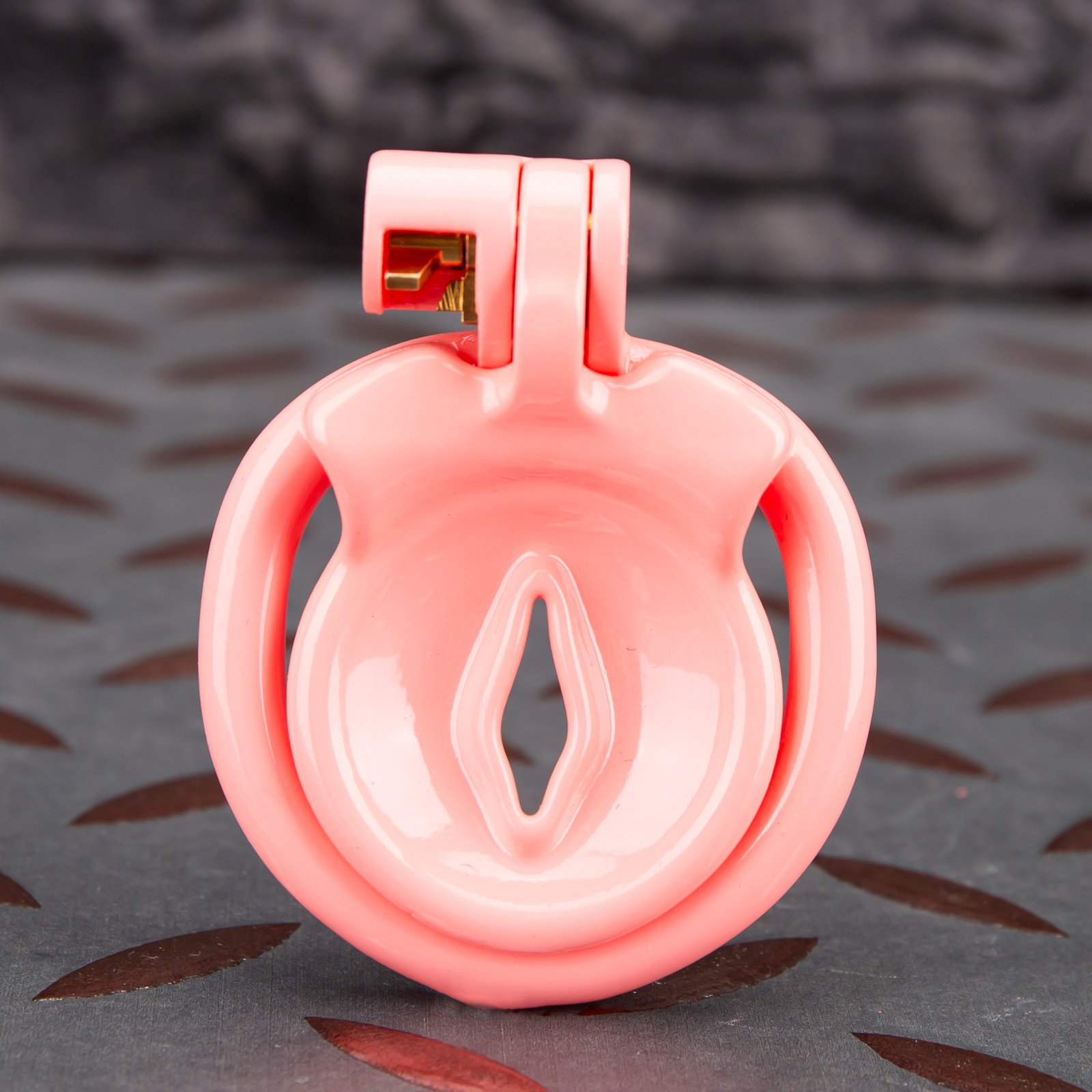 1 Pink Inverted Micro Cock Cage Pussy Small Chastity Cage Flat Ring - Image 1